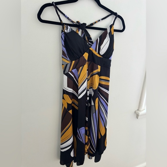 Vintage Satin Multi Colour Patterned Dress - Picture 4 of 10